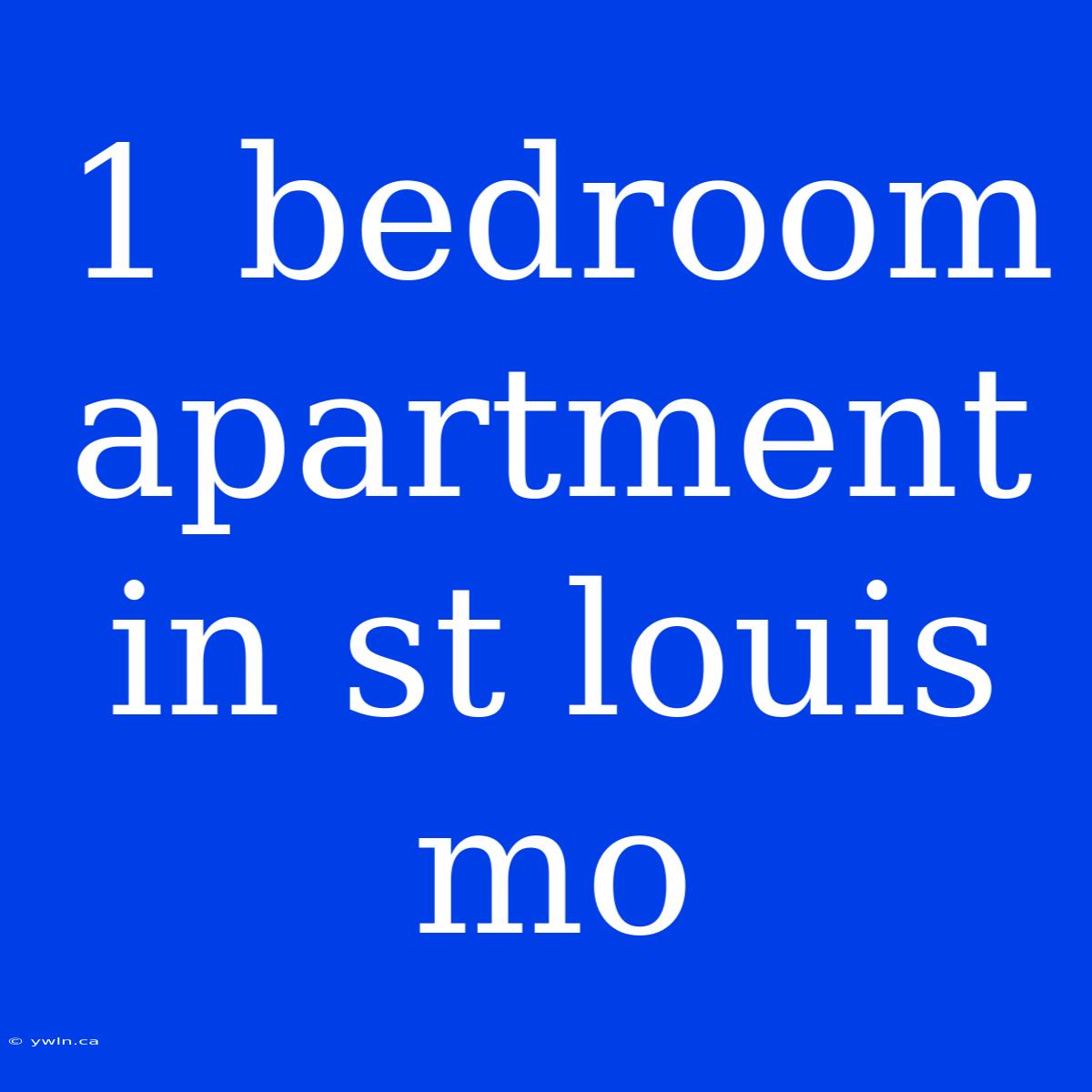 1 Bedroom Apartment In St Louis Mo