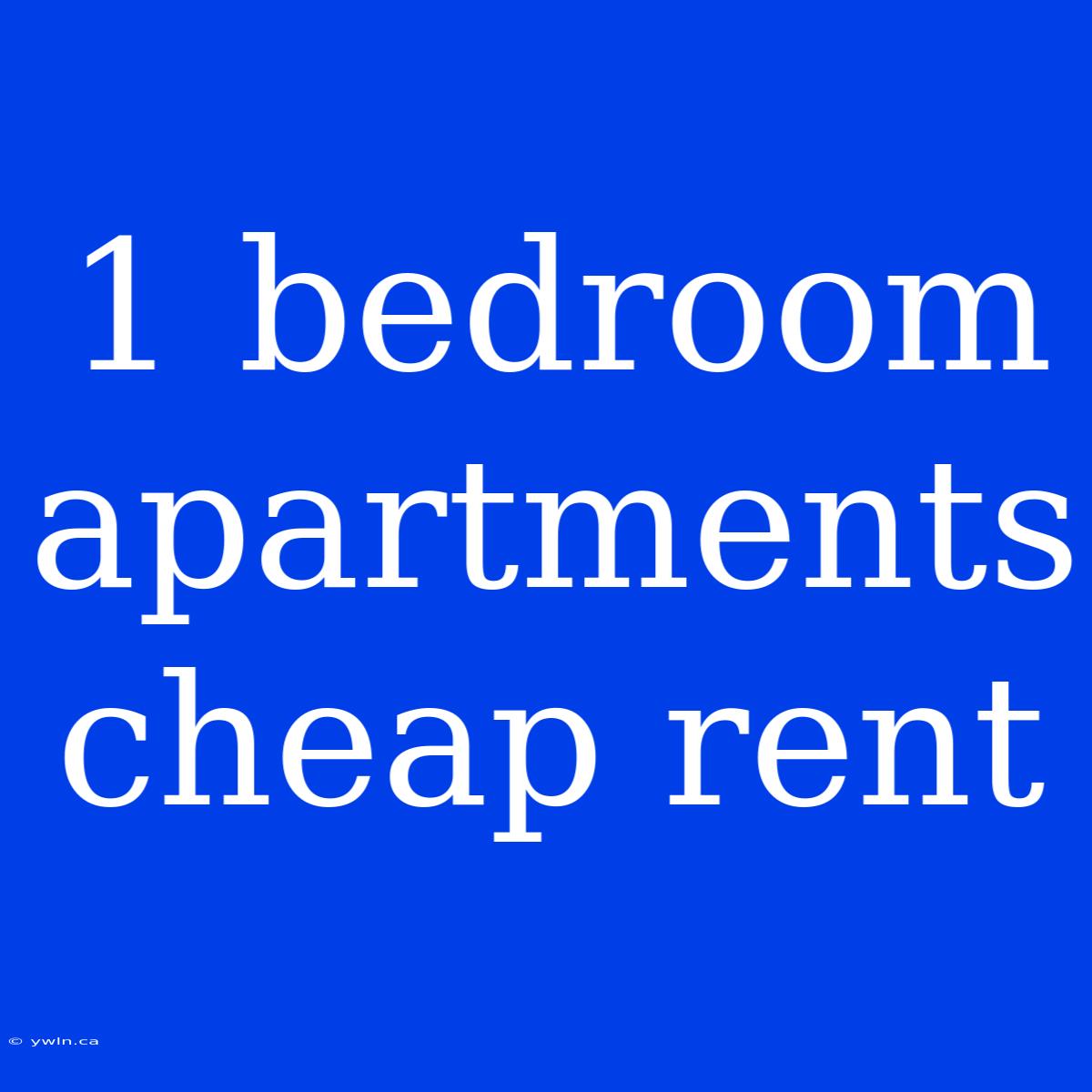 1 Bedroom Apartments Cheap Rent