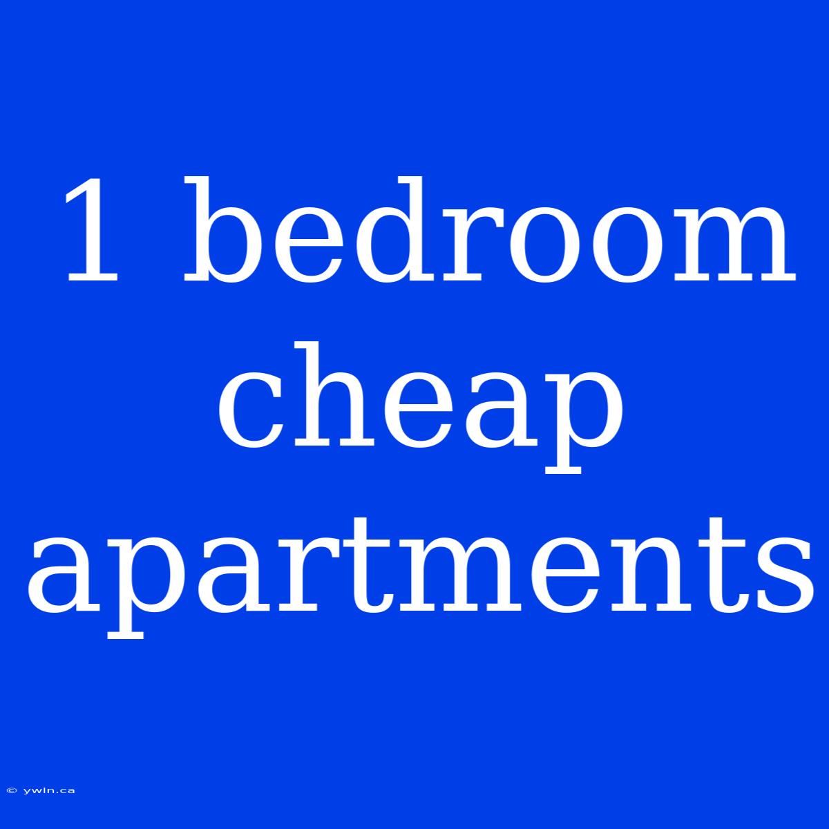 1 Bedroom Cheap Apartments