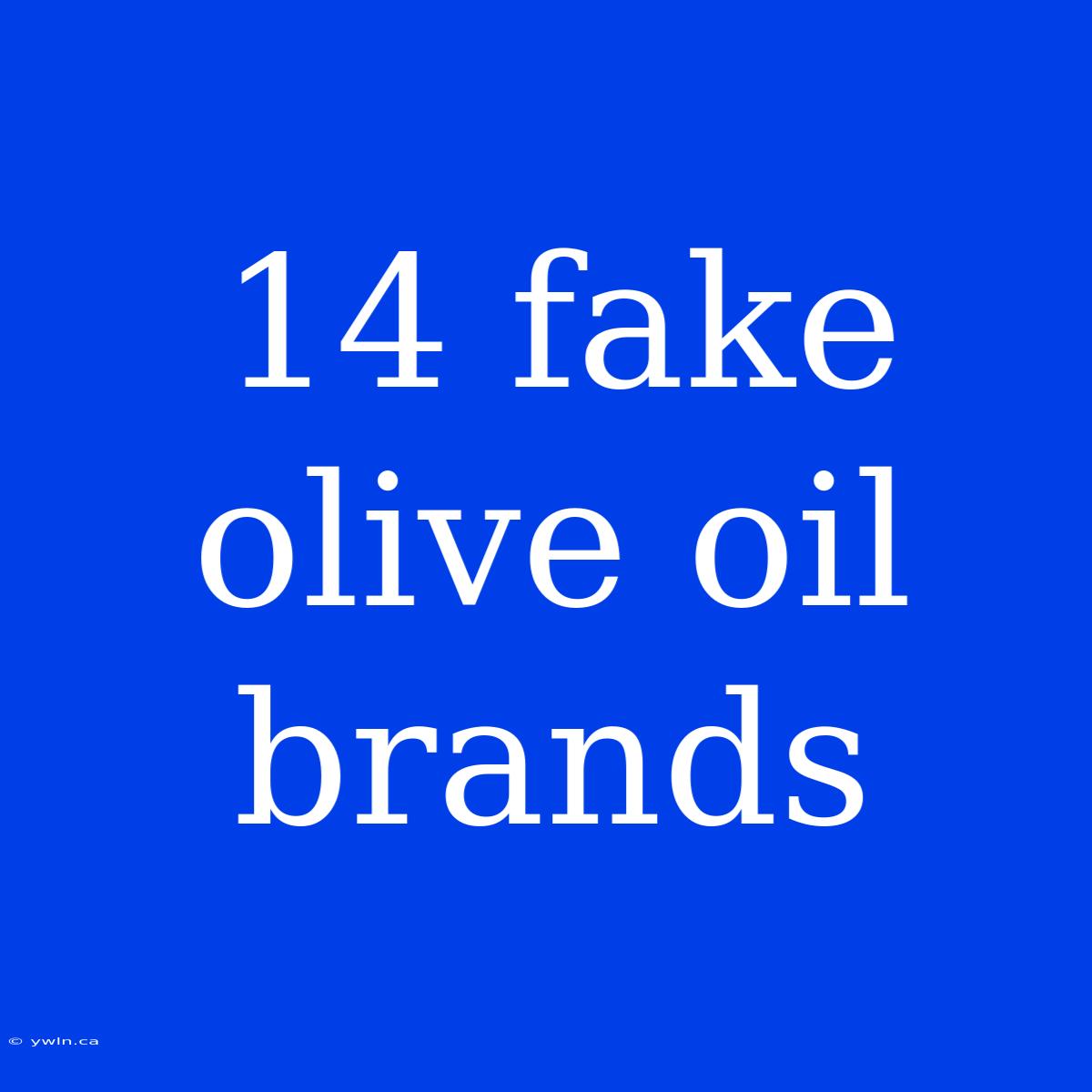 14 Fake Olive Oil Brands