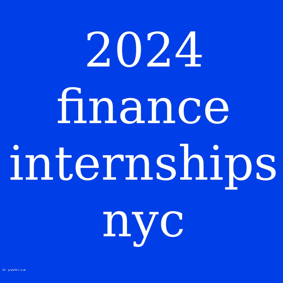 2024 Finance Internships Nyc