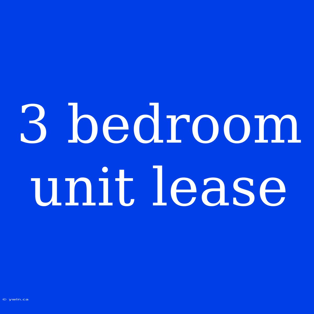 3 Bedroom Unit Lease