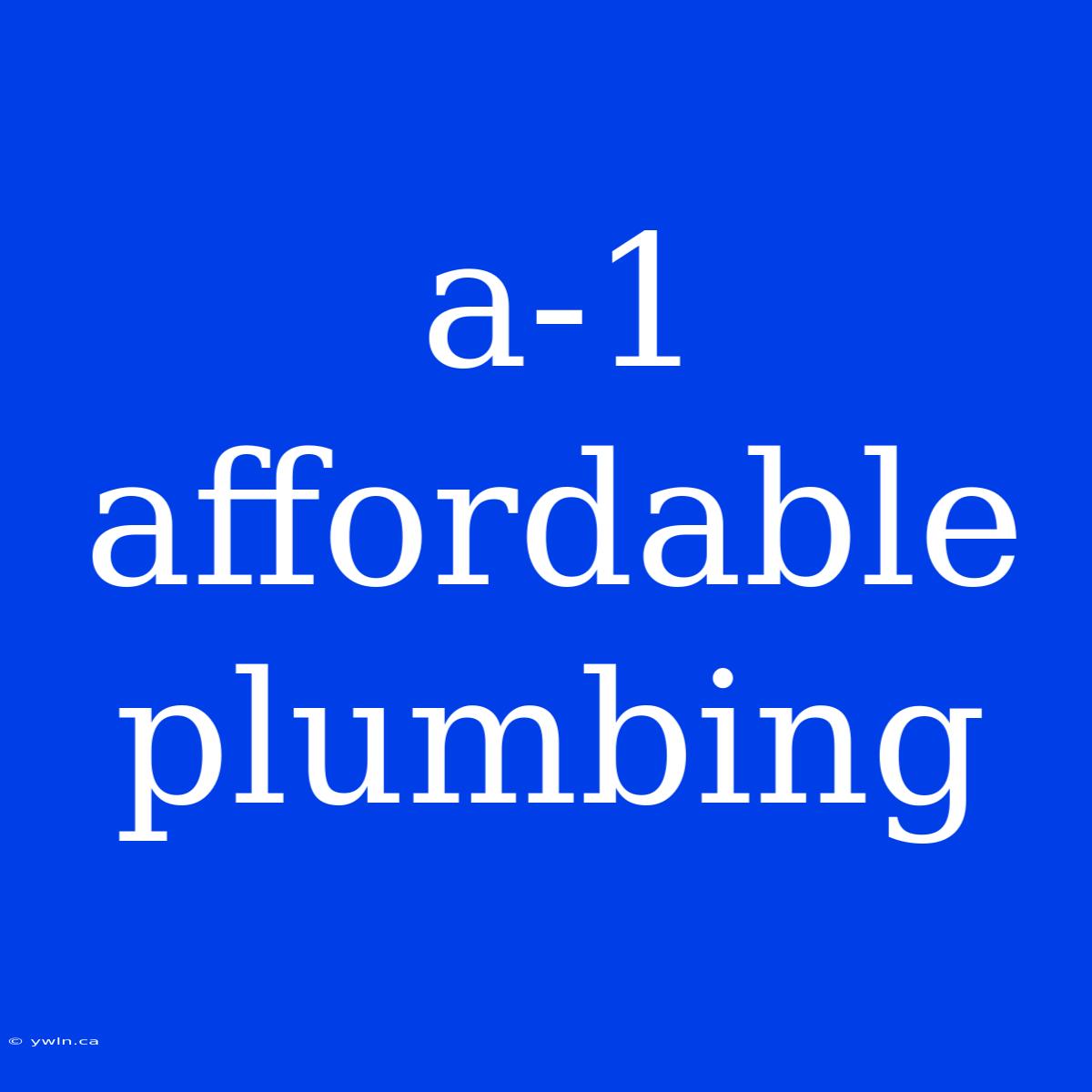 A-1 Affordable Plumbing