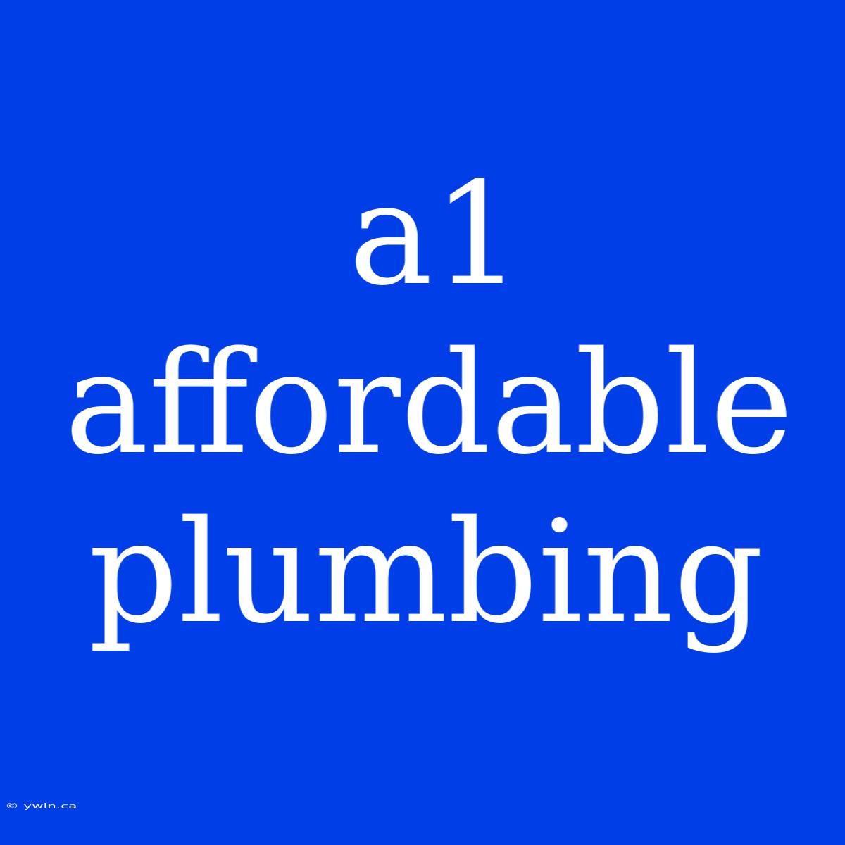 A1 Affordable Plumbing