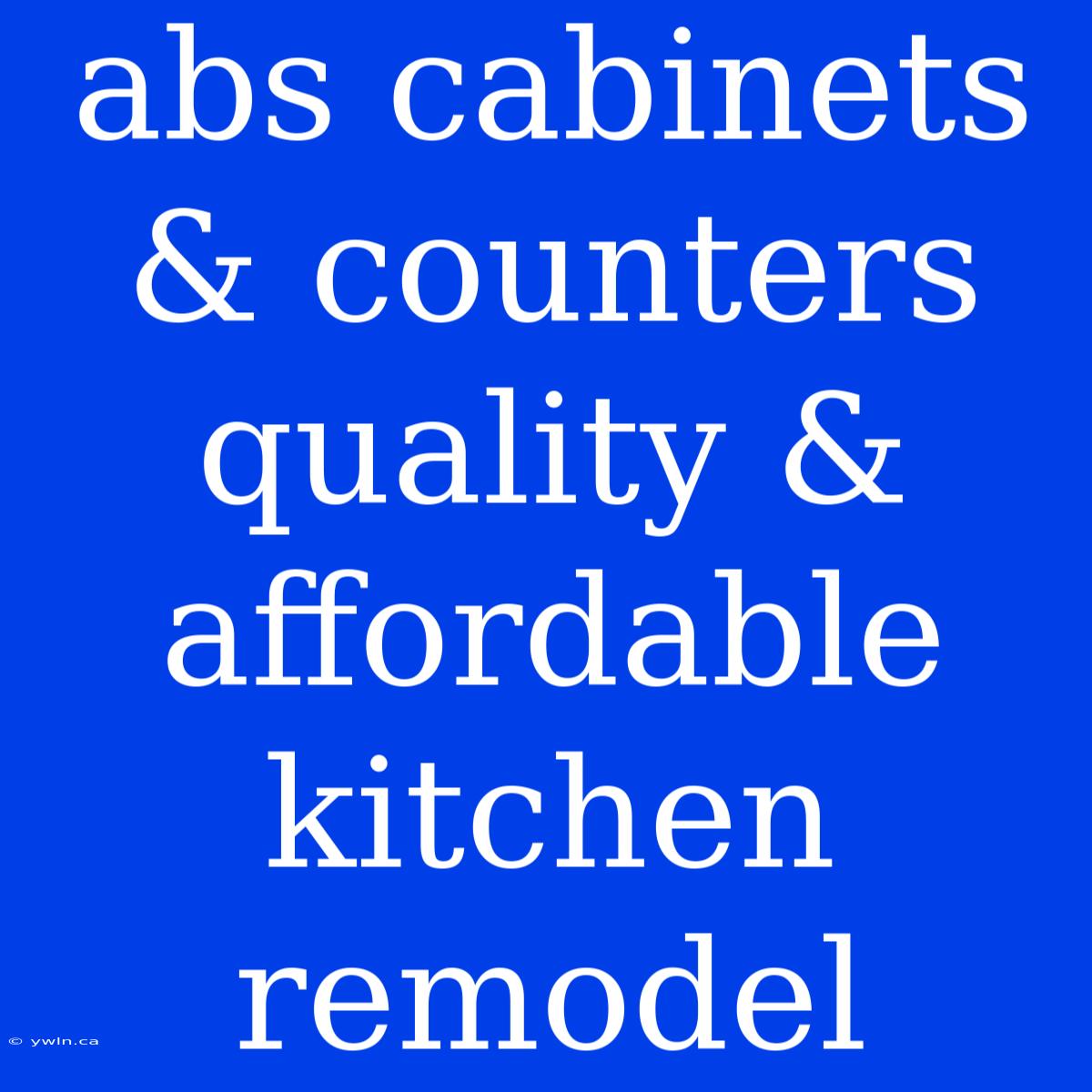 Abs Cabinets & Counters Quality & Affordable Kitchen Remodel