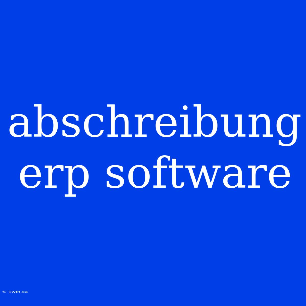 Abschreibung Erp Software