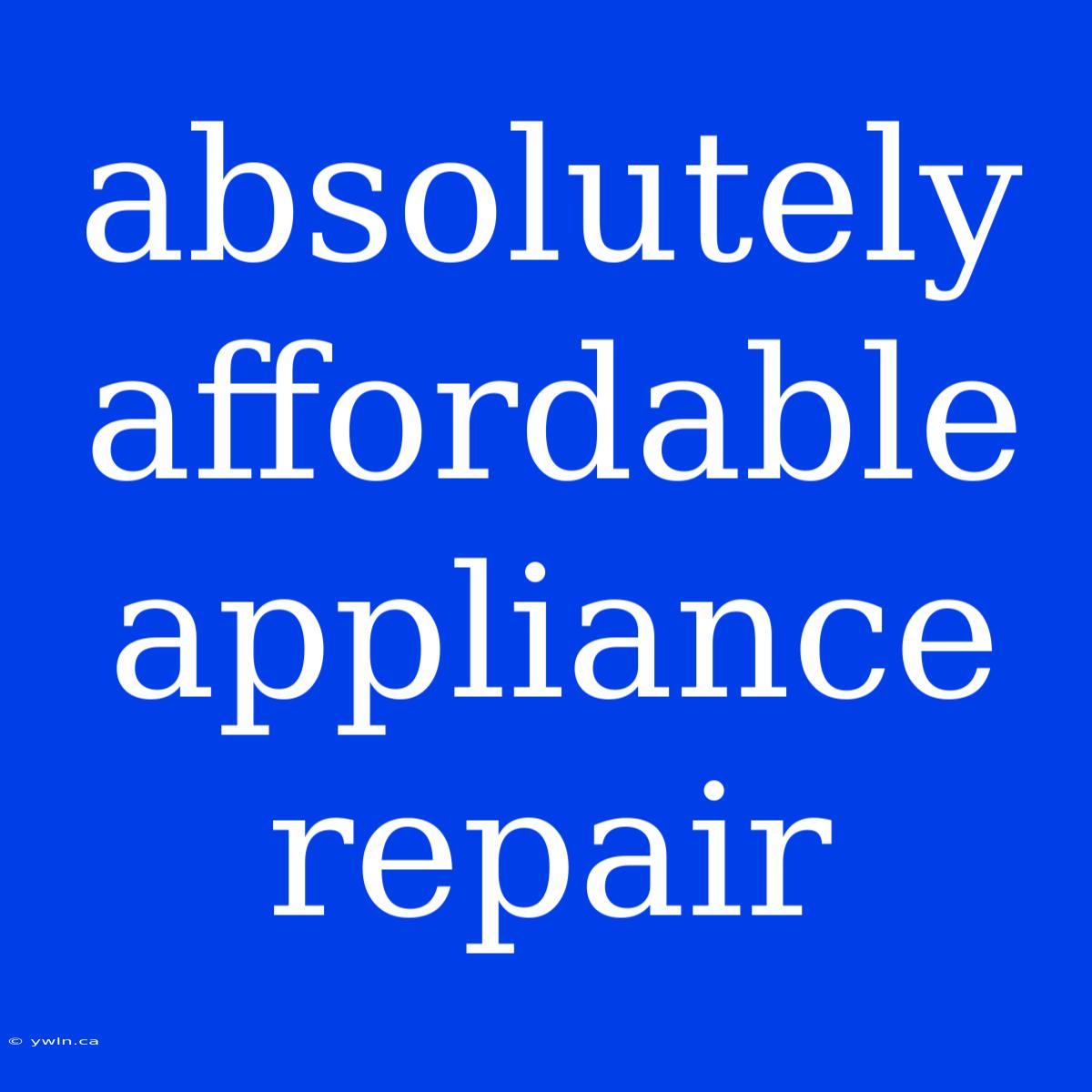 Absolutely Affordable Appliance Repair