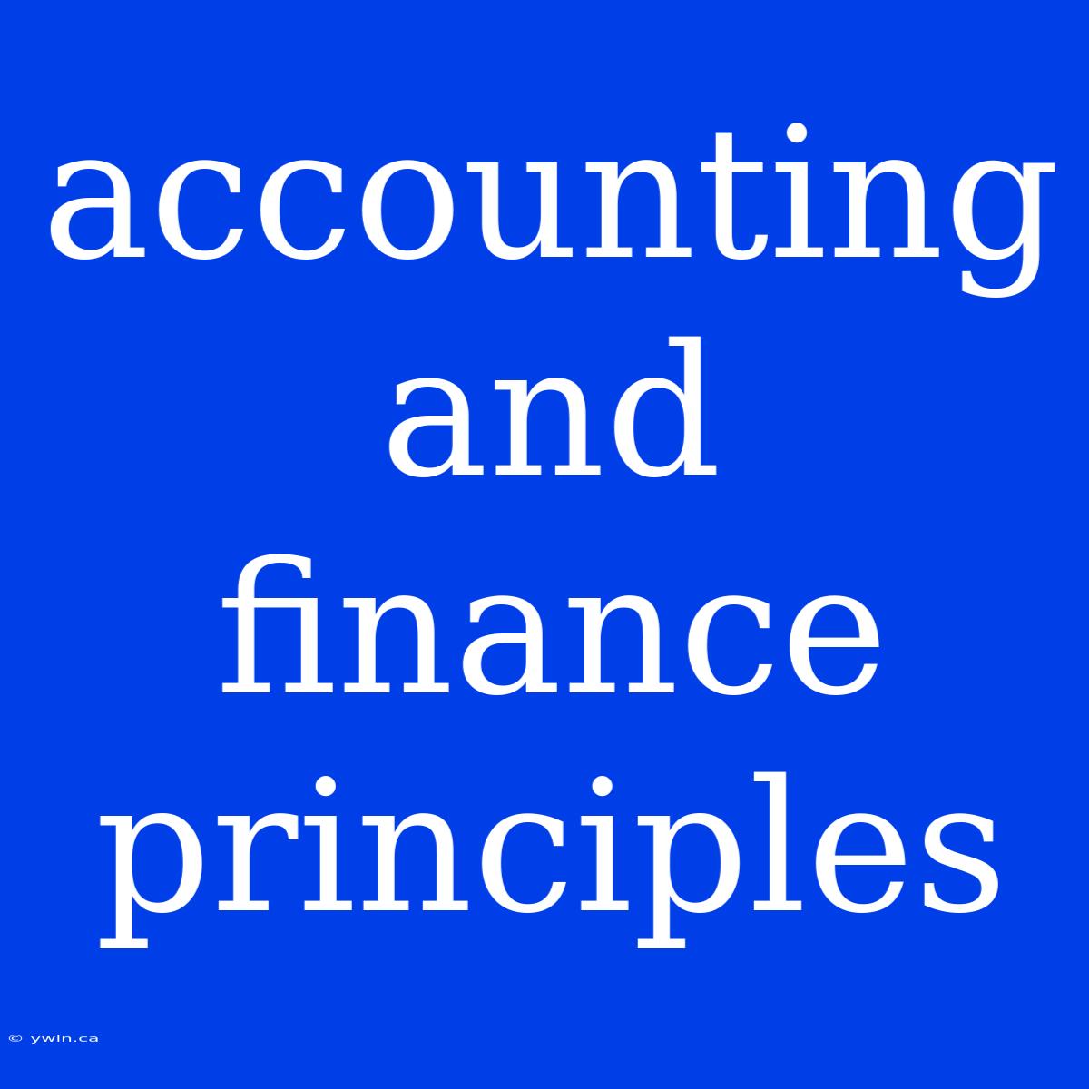 Accounting And Finance Principles