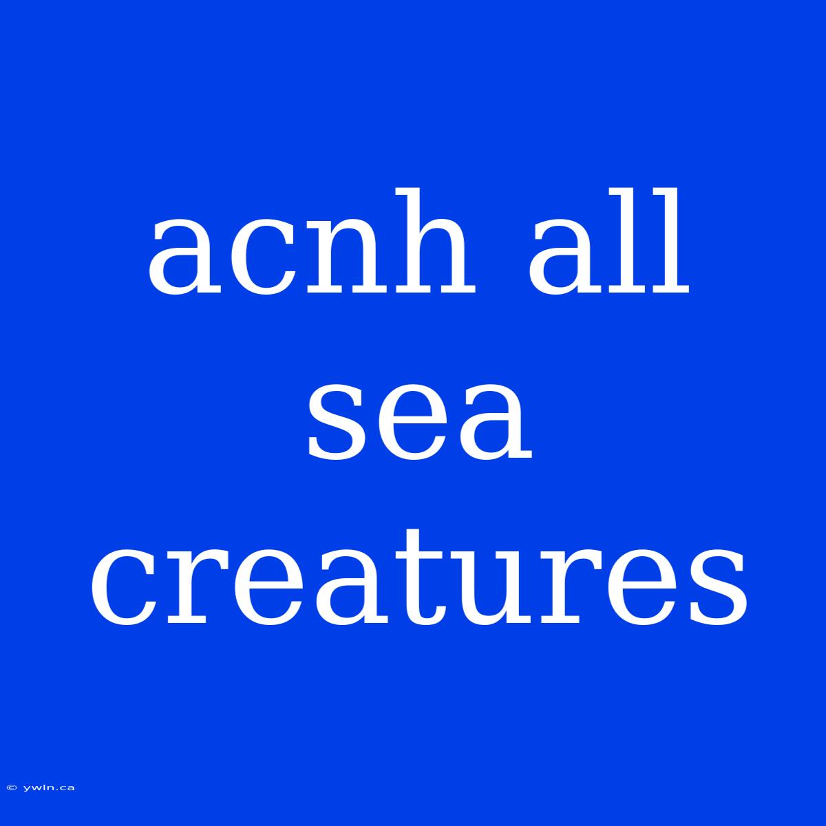 Acnh All Sea Creatures