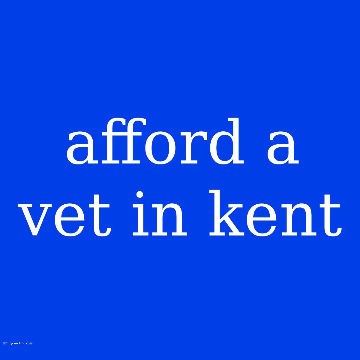 Afford A Vet In Kent