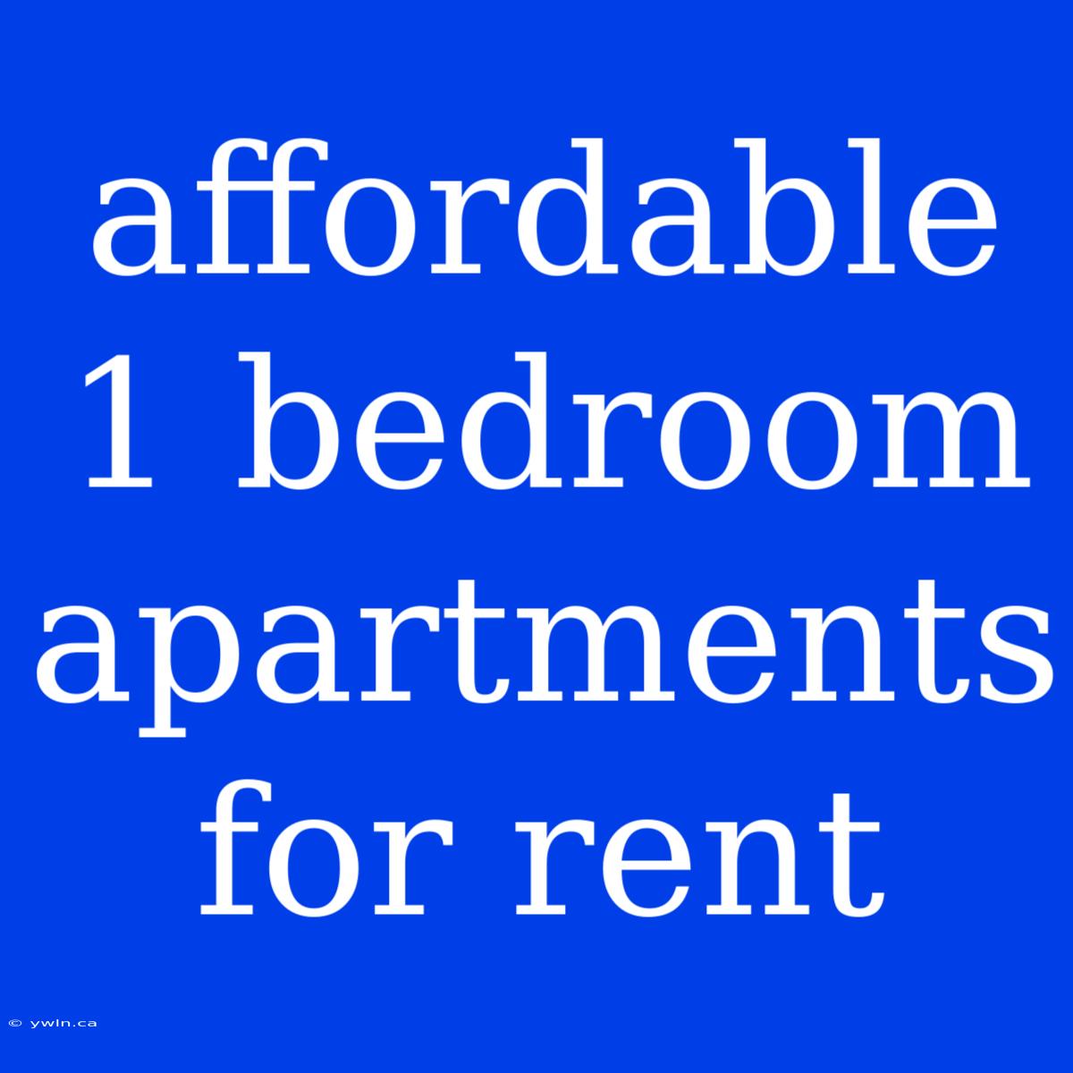 Affordable 1 Bedroom Apartments For Rent