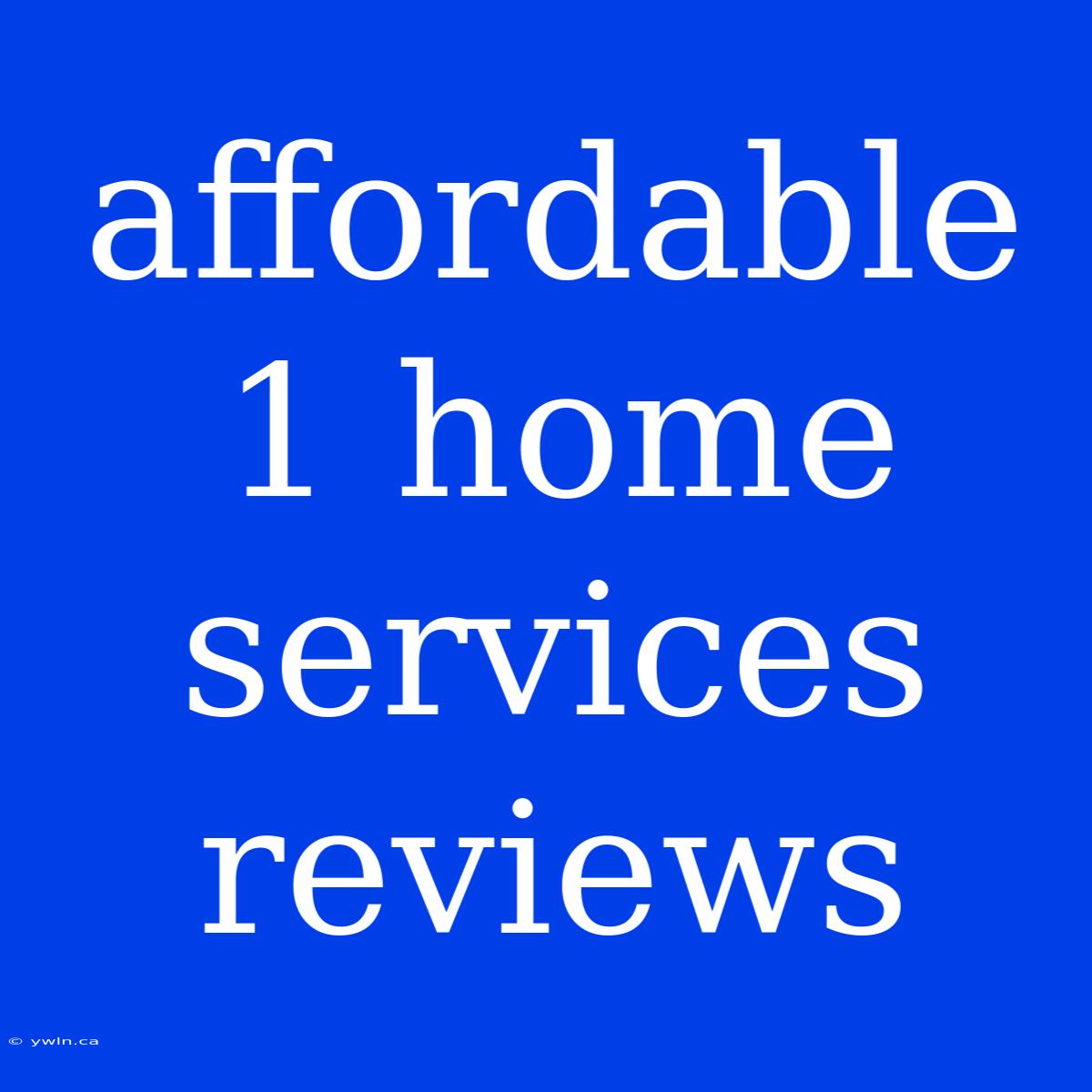 Affordable 1 Home Services Reviews