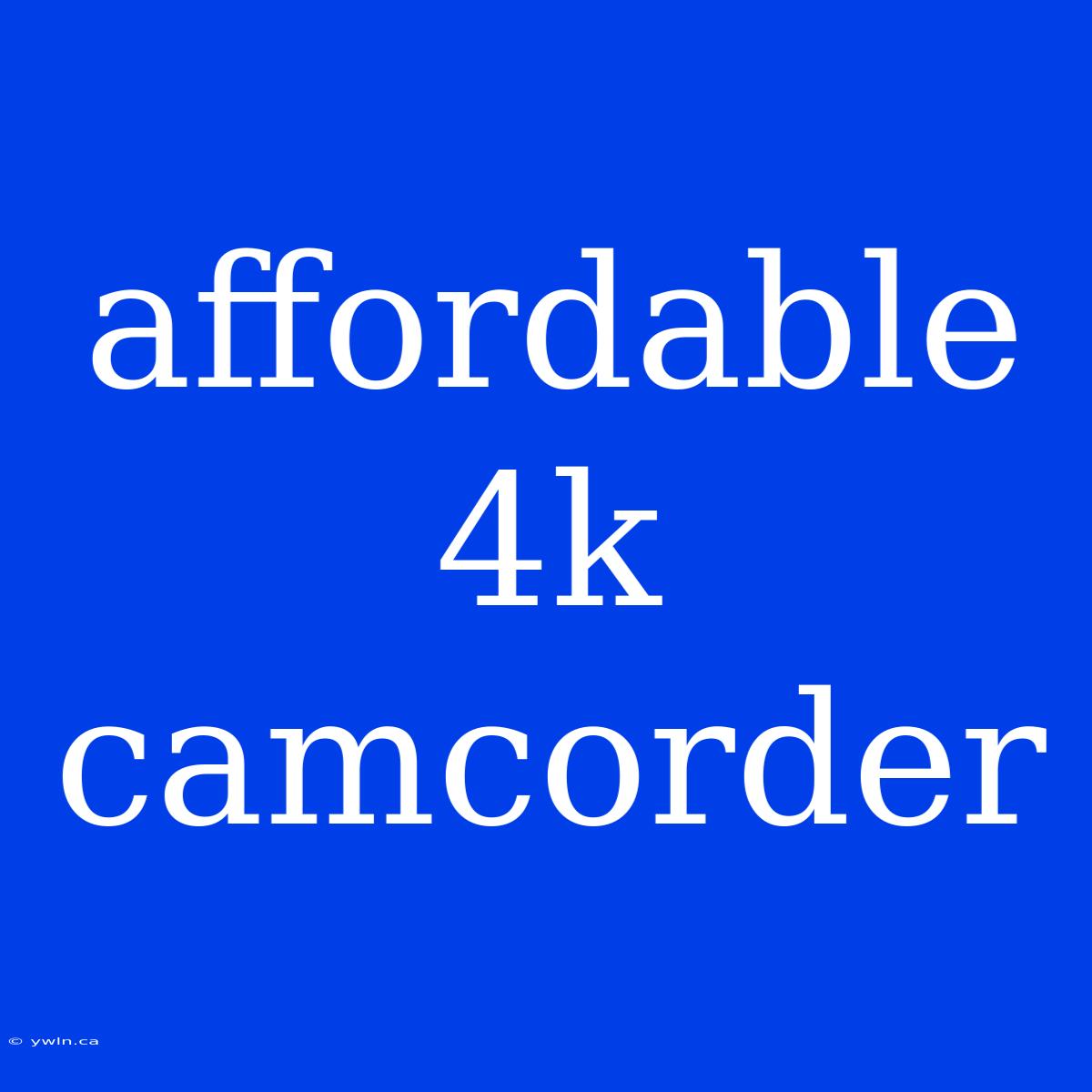 Affordable 4k Camcorder