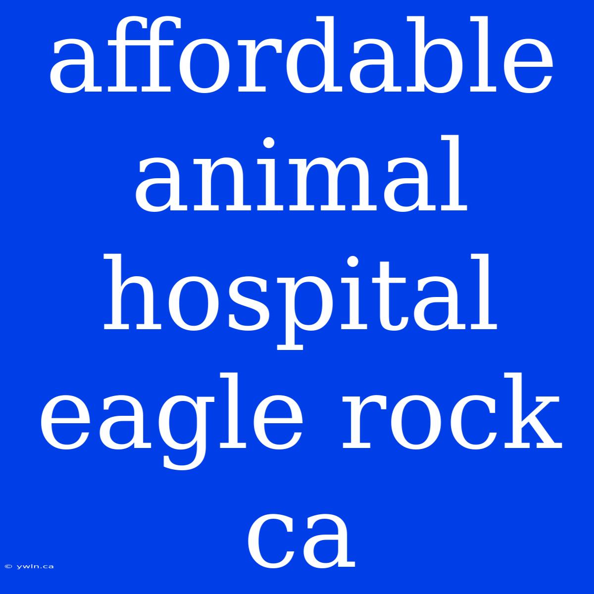 Affordable Animal Hospital Eagle Rock Ca