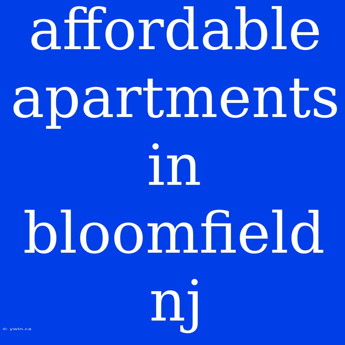 Affordable Apartments In Bloomfield Nj