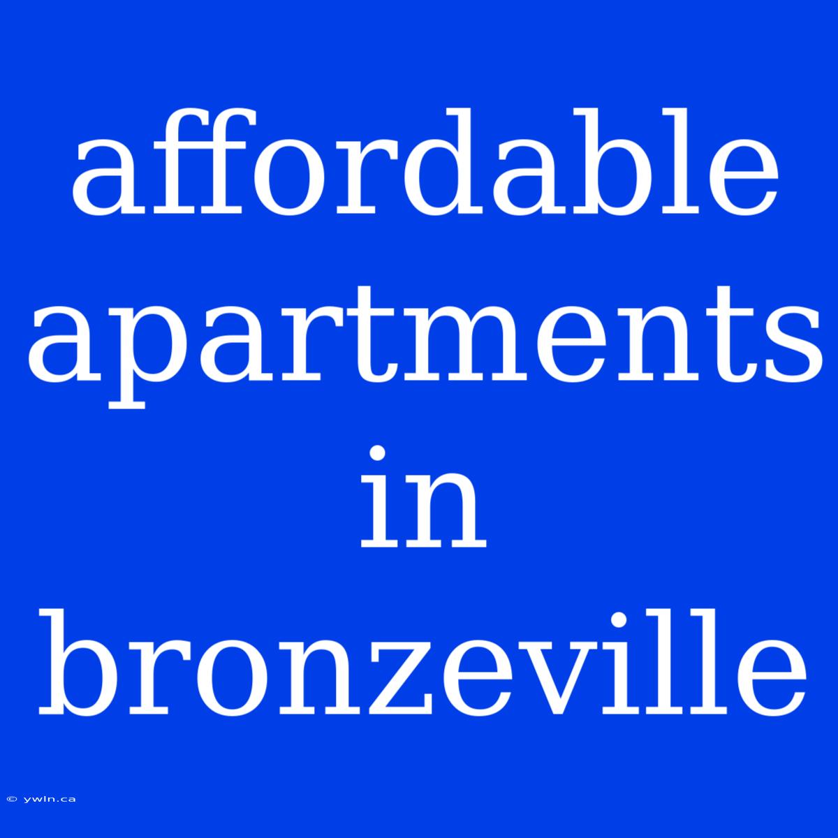 Affordable Apartments In Bronzeville