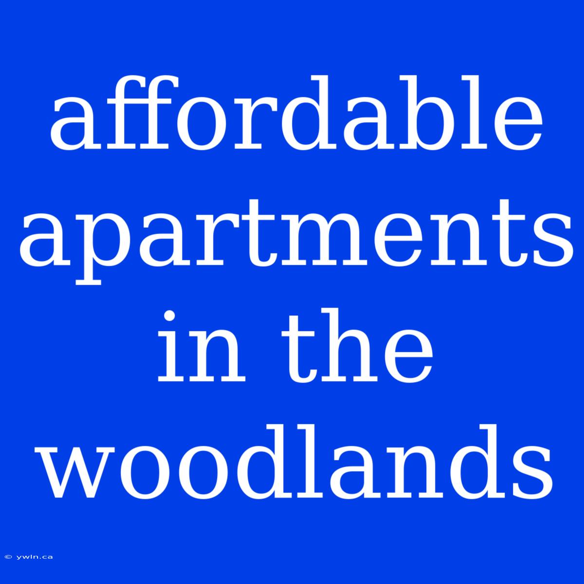 Affordable Apartments In The Woodlands