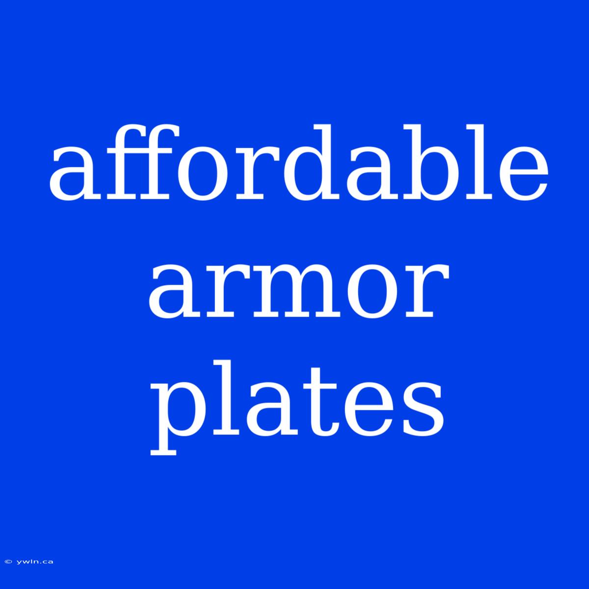 Affordable Armor Plates