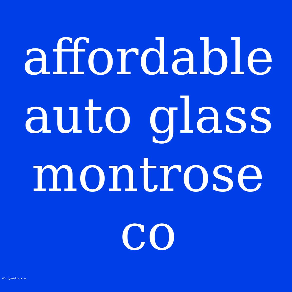 Affordable Auto Glass Montrose Co