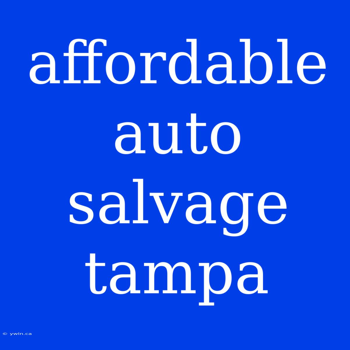 Affordable Auto Salvage Tampa