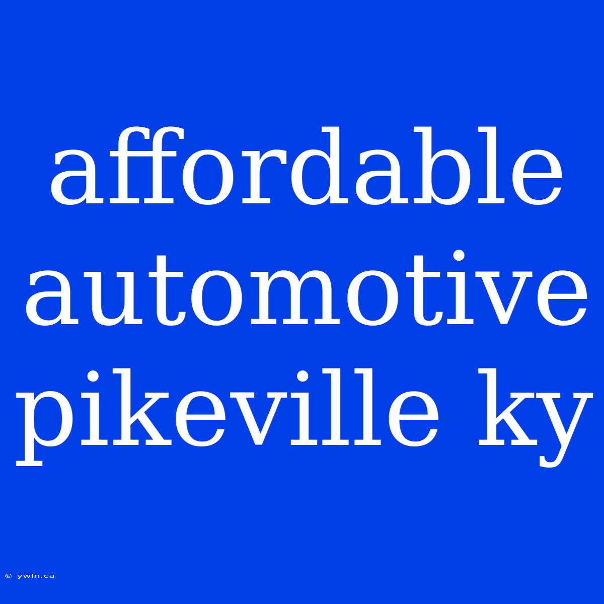 Affordable Automotive Pikeville Ky