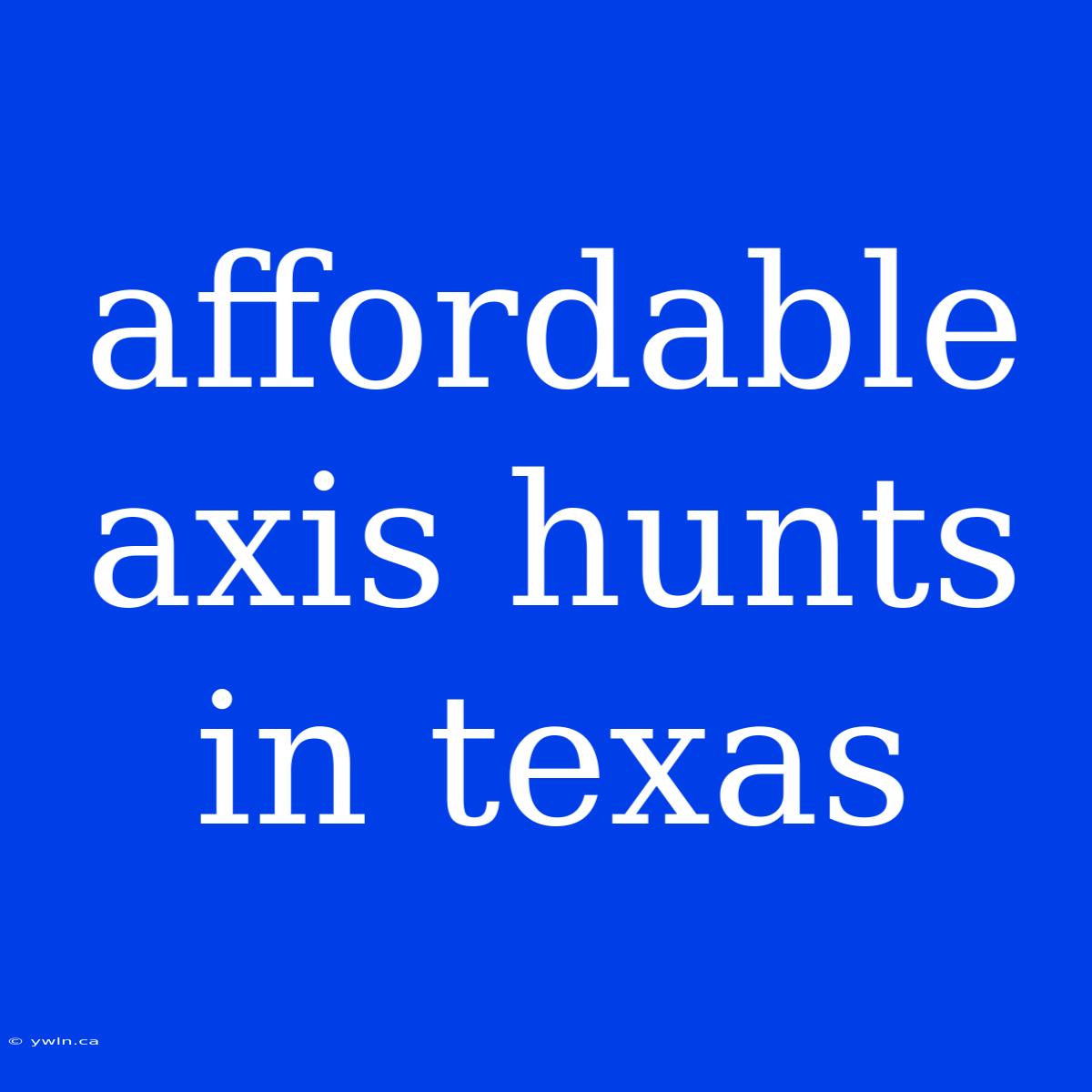 Affordable Axis Hunts In Texas