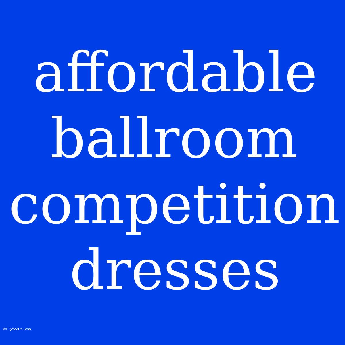 Affordable Ballroom Competition Dresses