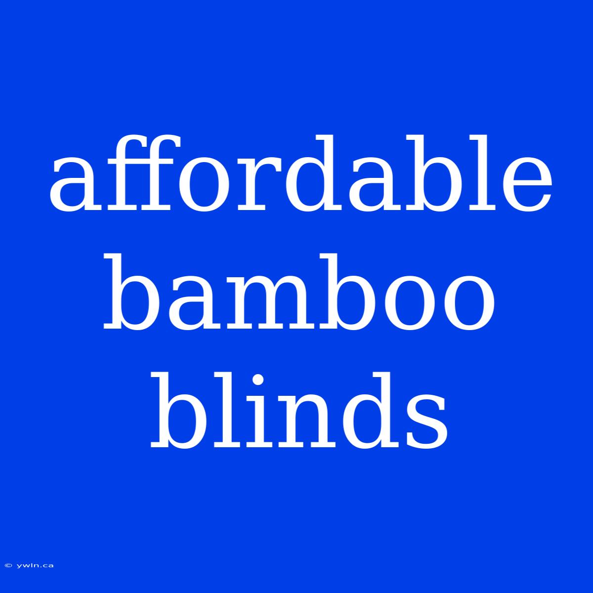 Affordable Bamboo Blinds