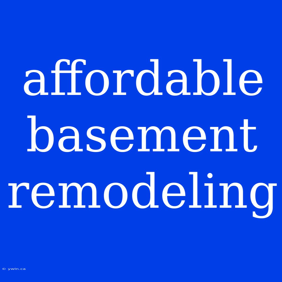 Affordable Basement Remodeling