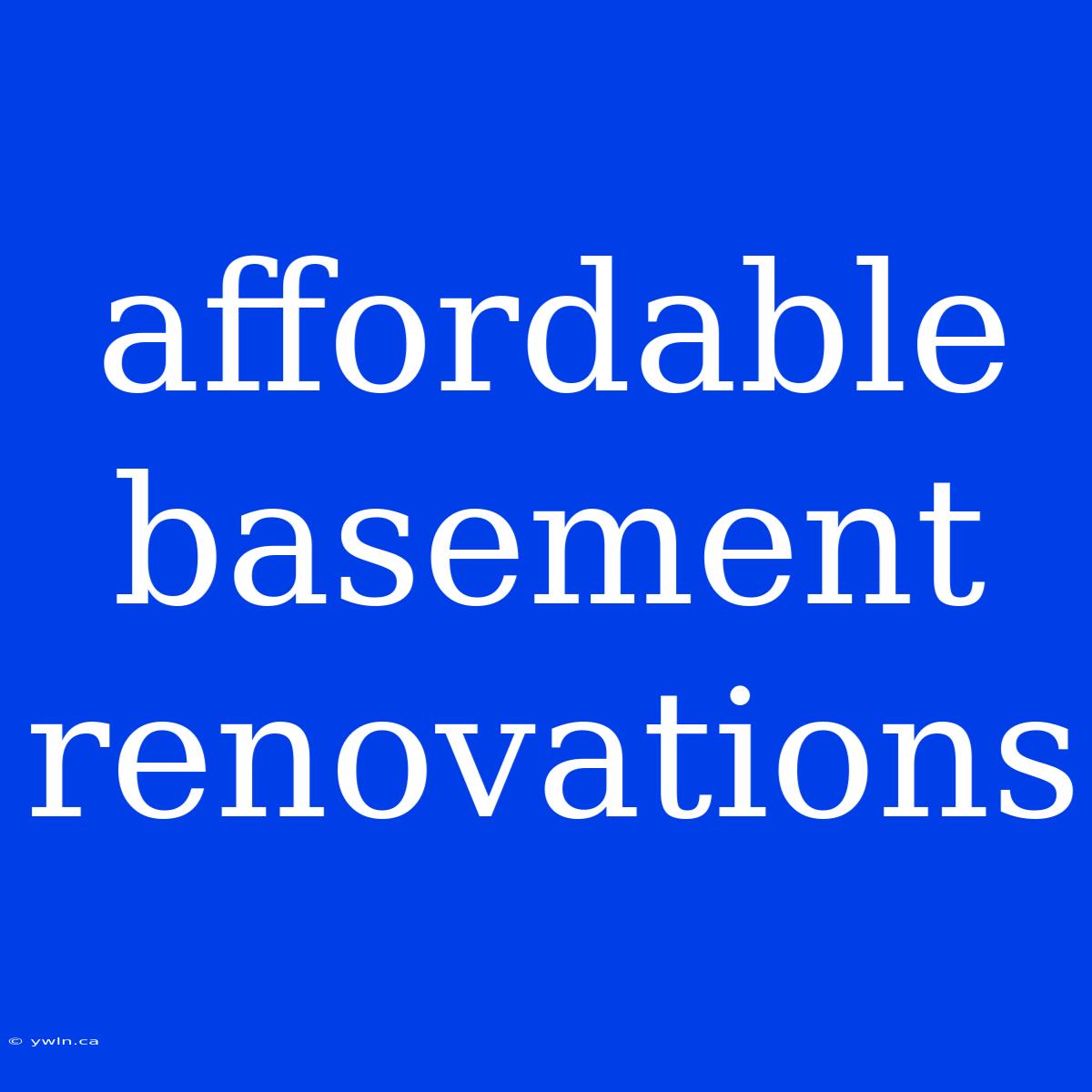 Affordable Basement Renovations