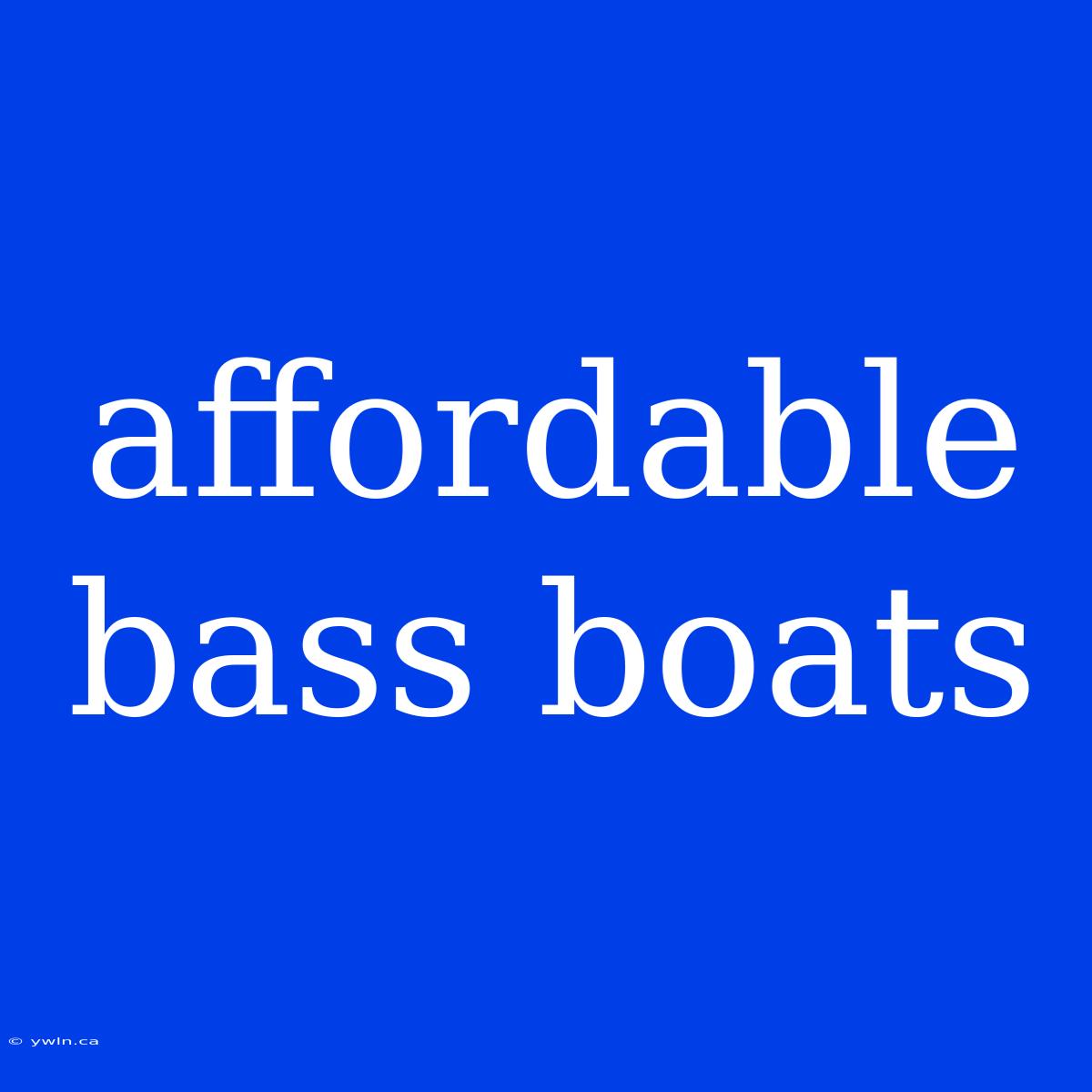 Affordable Bass Boats