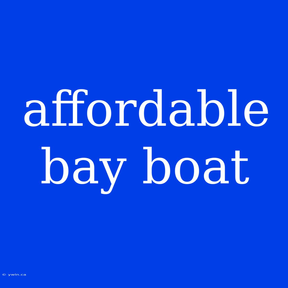 Affordable Bay Boat