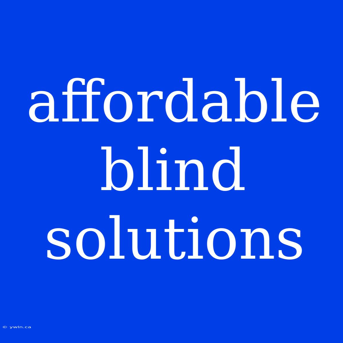 Affordable Blind Solutions