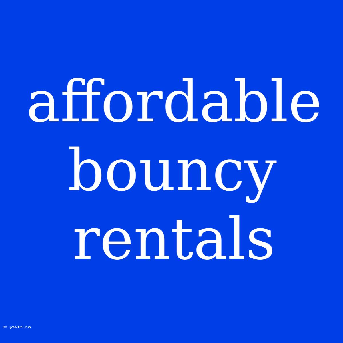 Affordable Bouncy Rentals