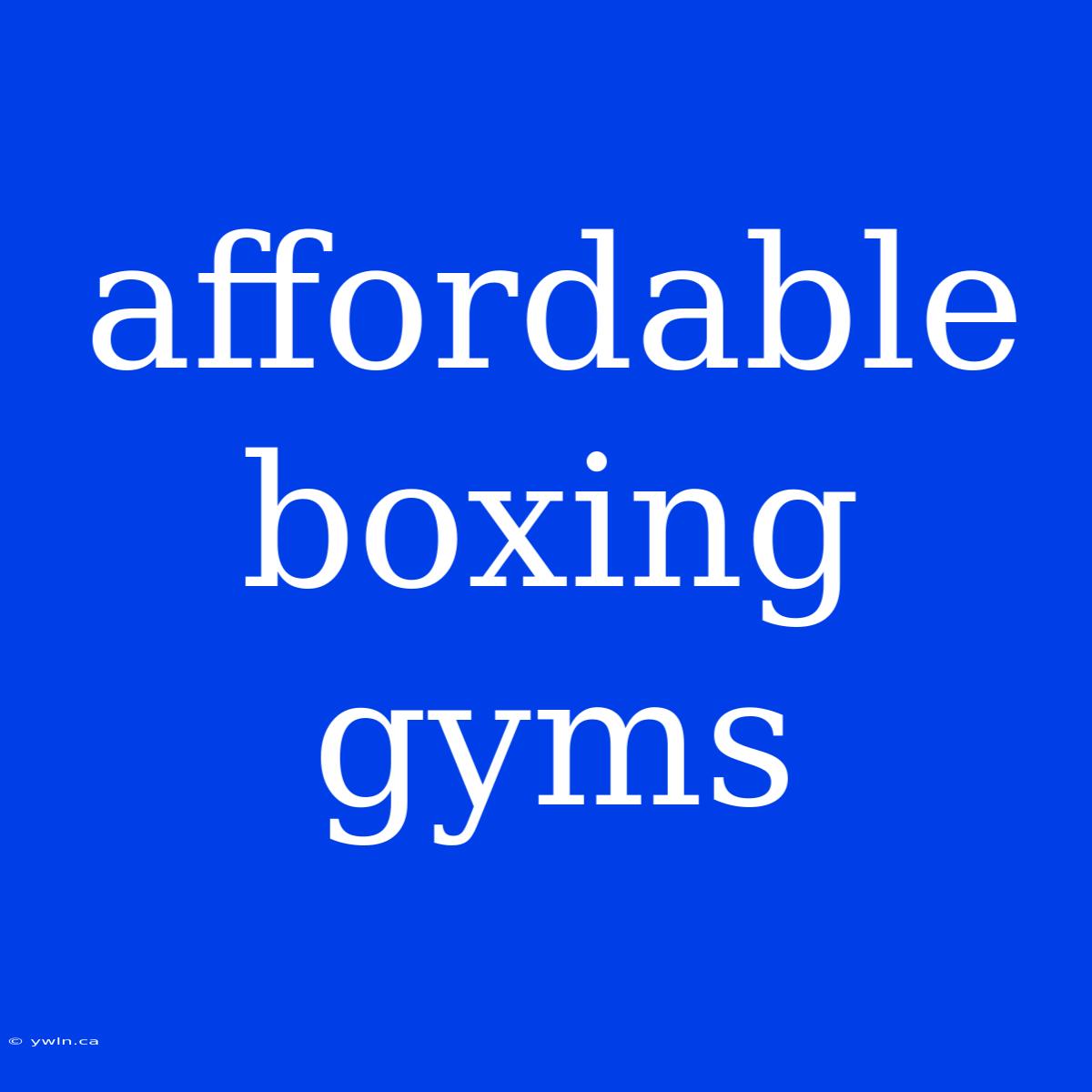 Affordable Boxing Gyms