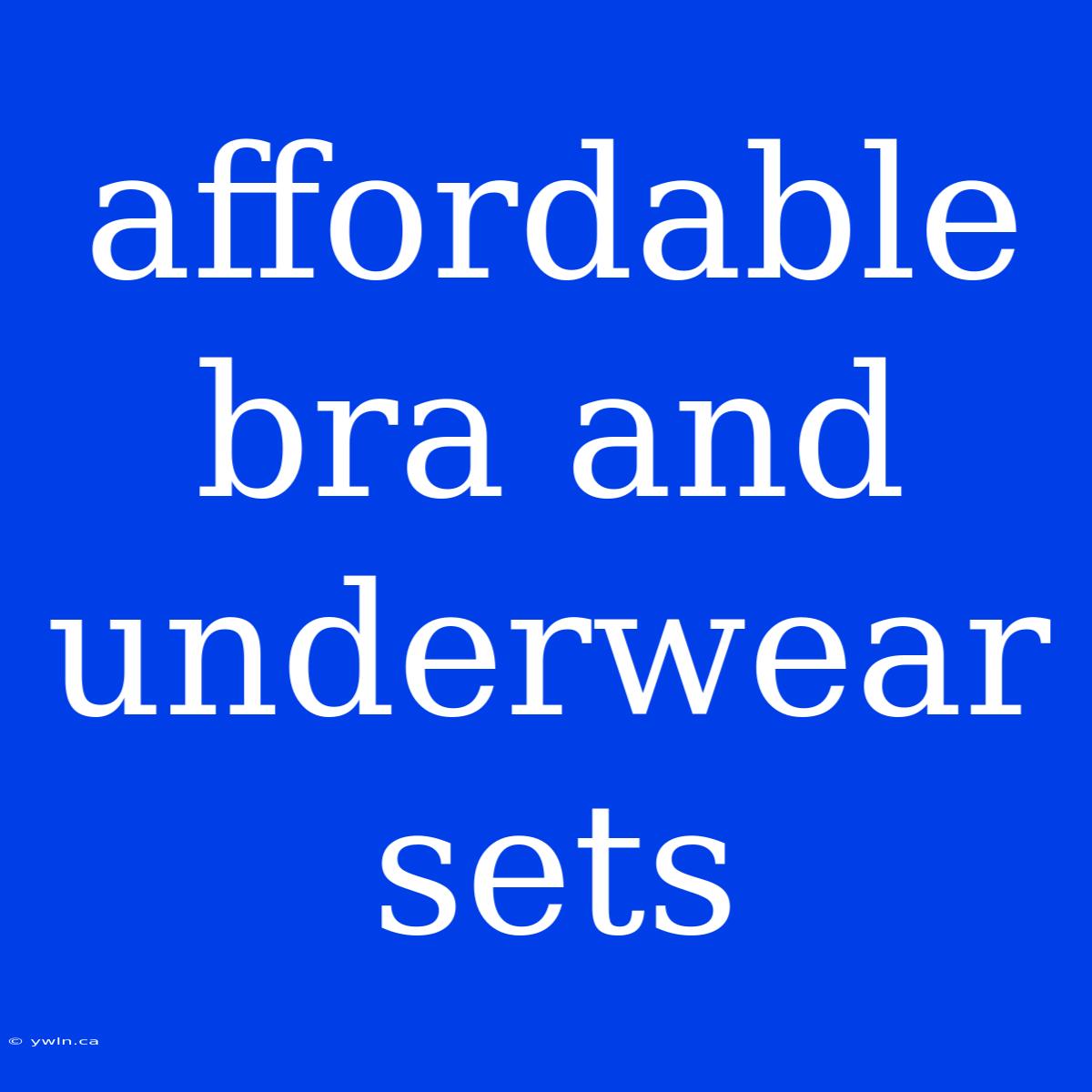 Affordable Bra And Underwear Sets