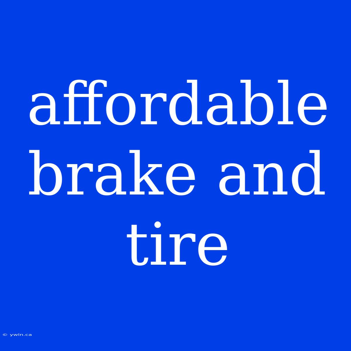 Affordable Brake And Tire