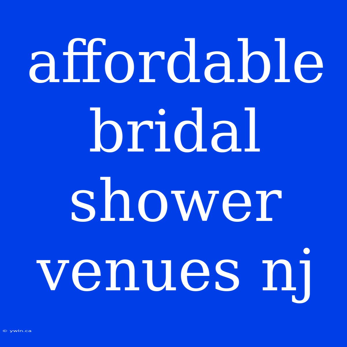 Affordable Bridal Shower Venues Nj