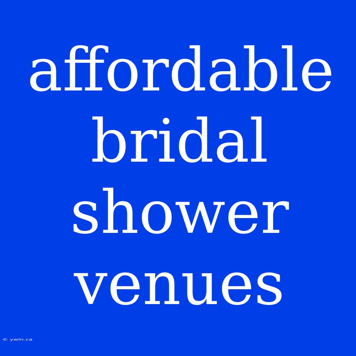 Affordable Bridal Shower Venues