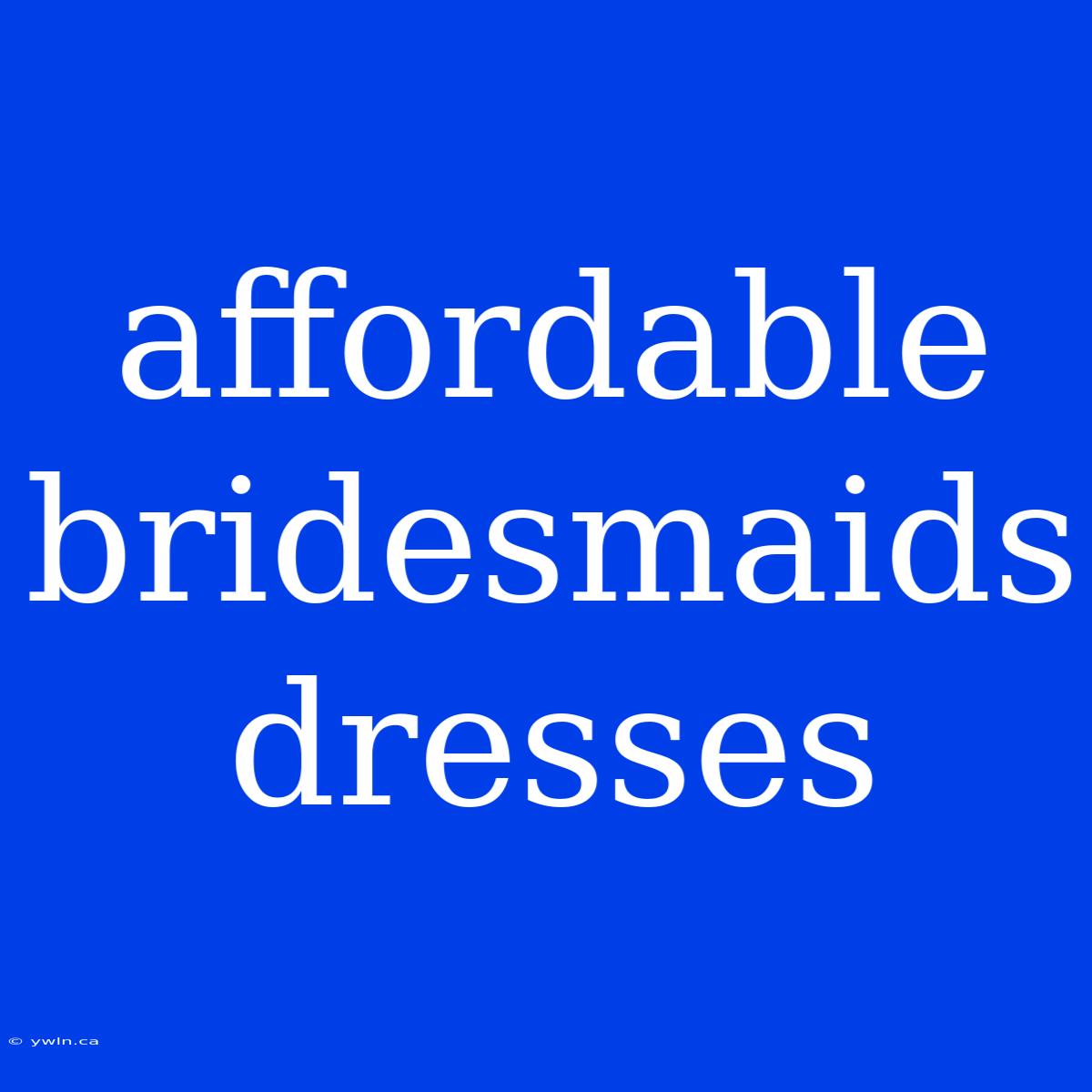 Affordable Bridesmaids Dresses