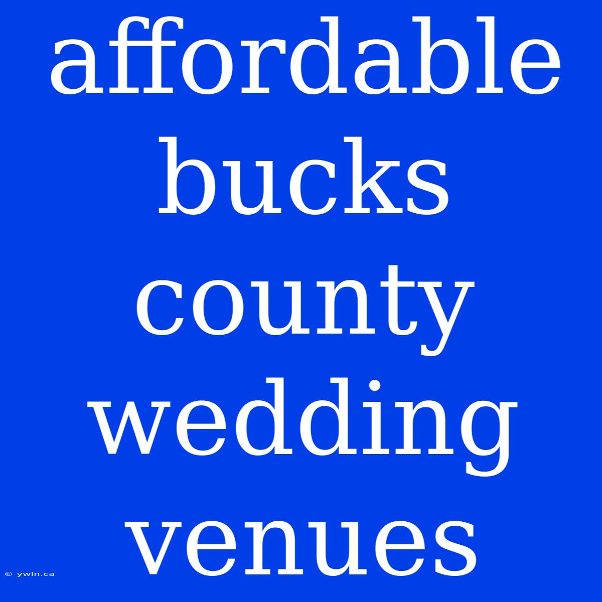 Affordable Bucks County Wedding Venues