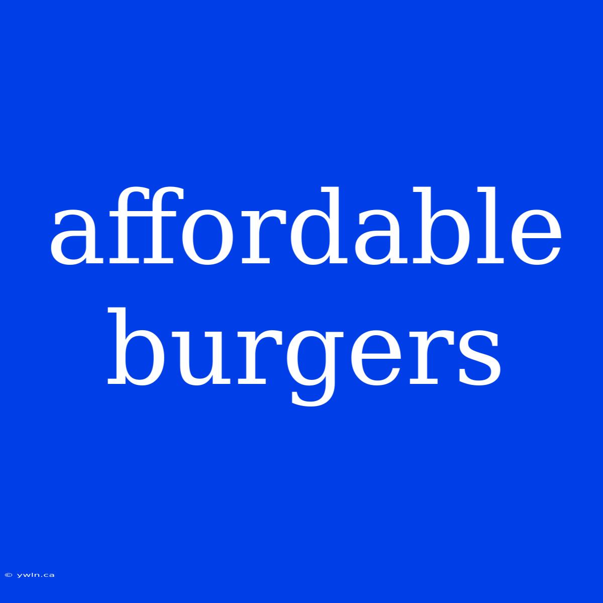 Affordable Burgers