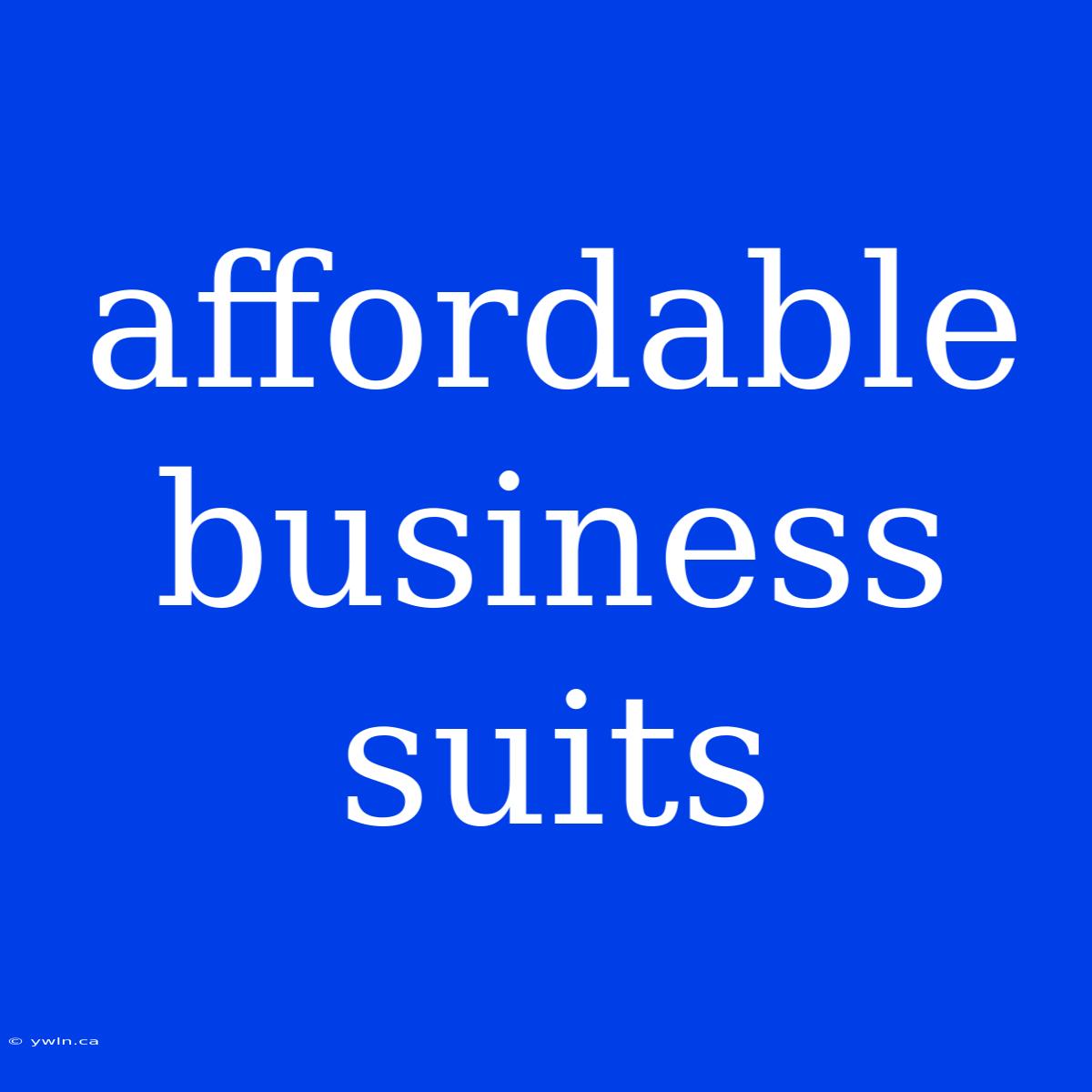 Affordable Business Suits