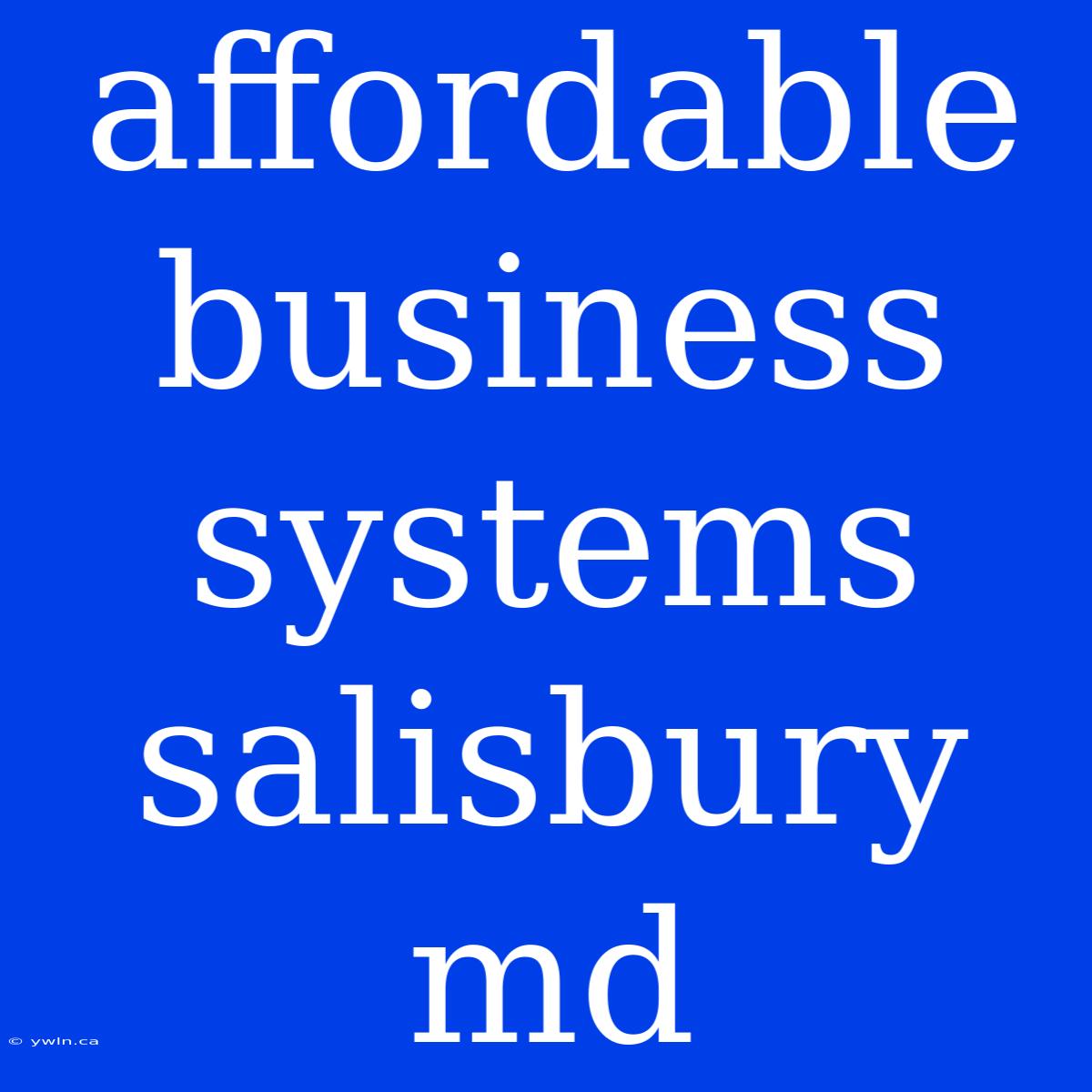 Affordable Business Systems Salisbury Md