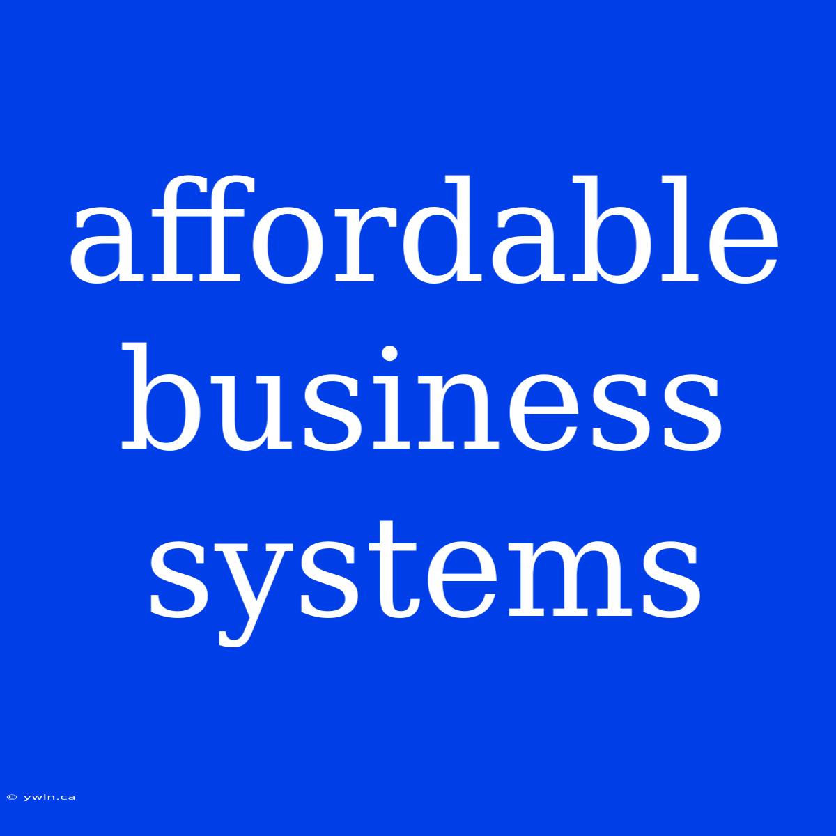 Affordable Business Systems