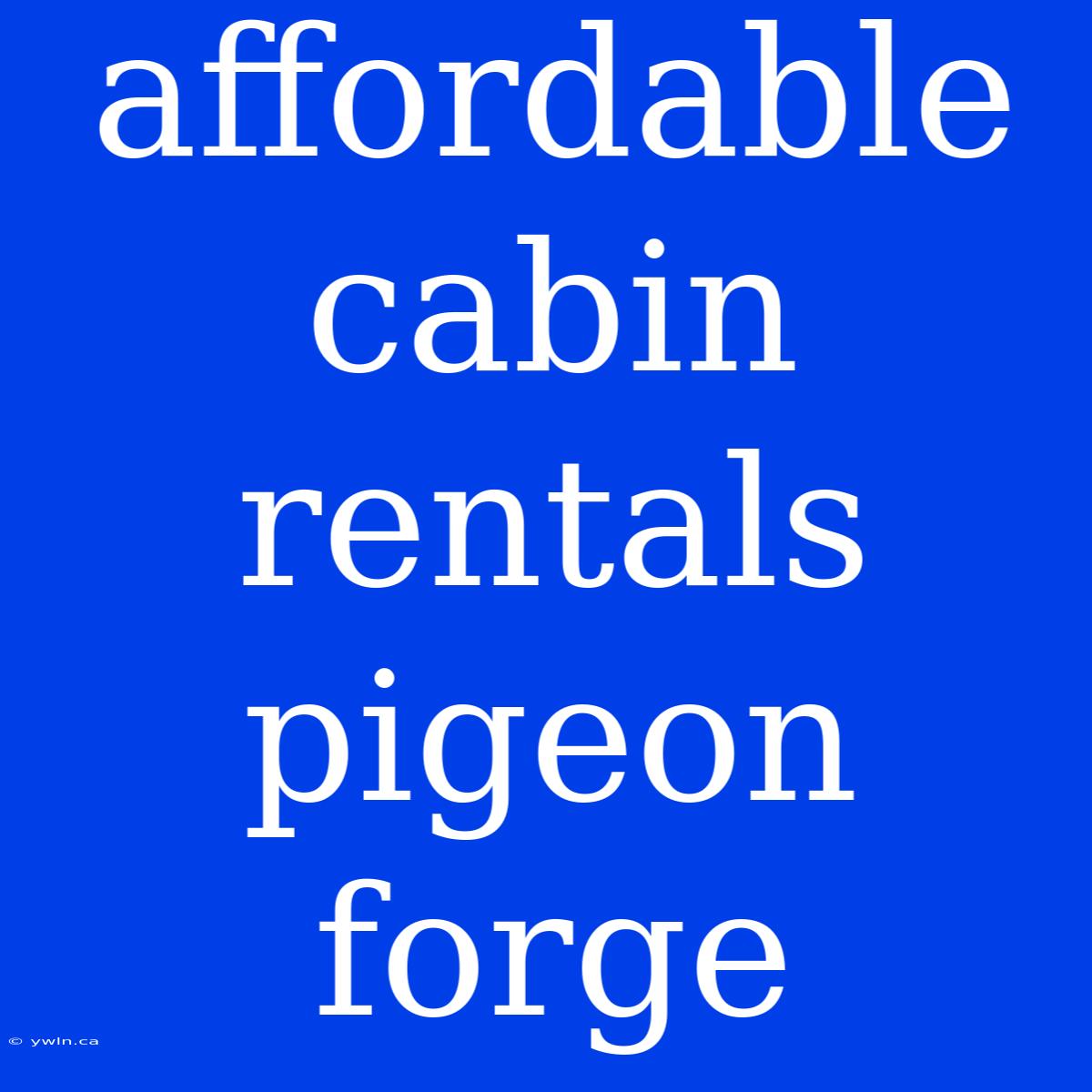 Affordable Cabin Rentals Pigeon Forge