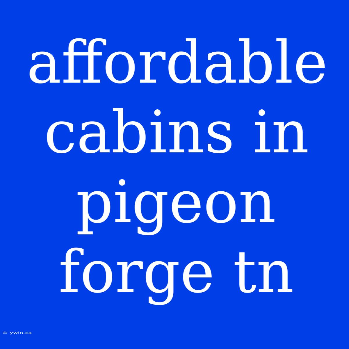 Affordable Cabins In Pigeon Forge Tn