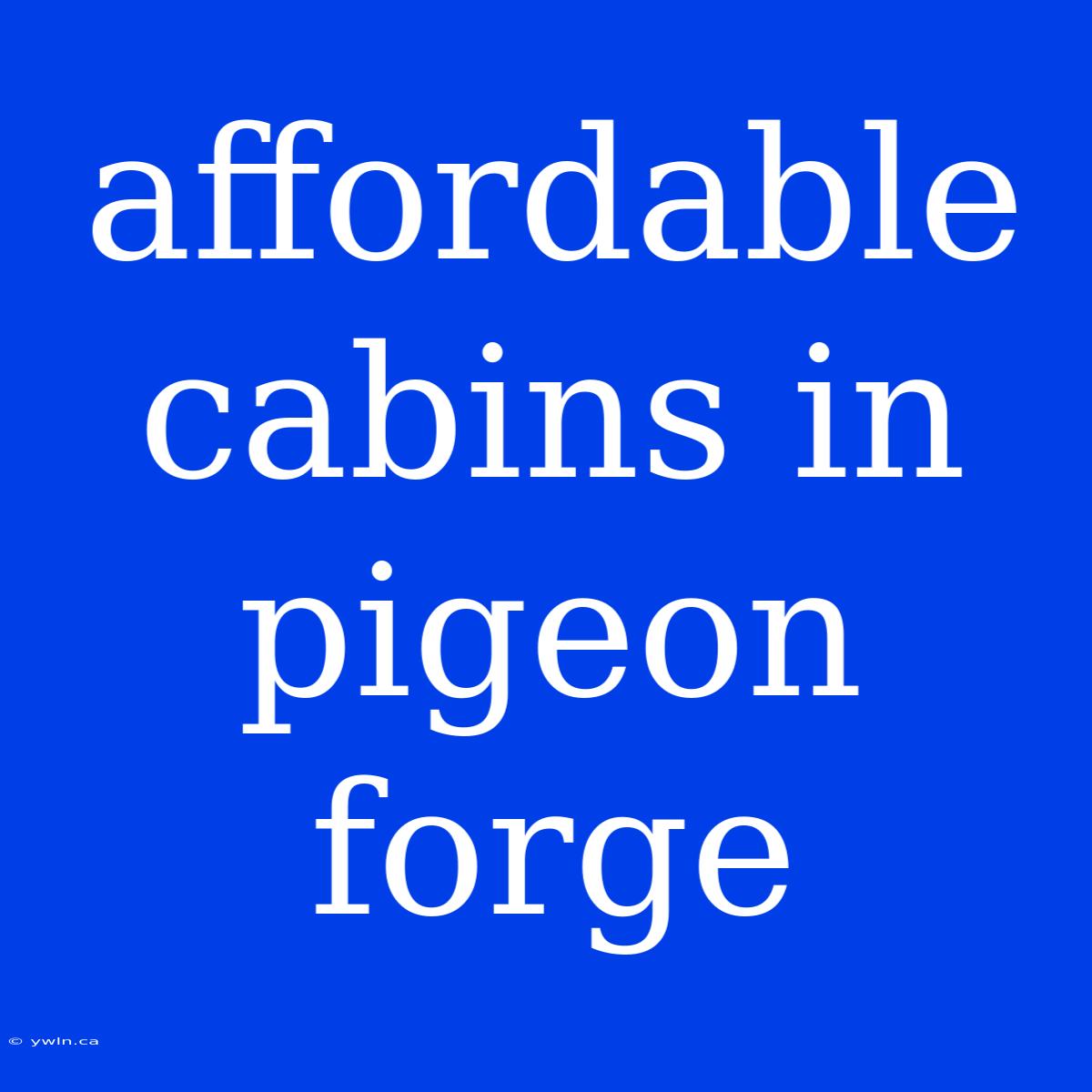 Affordable Cabins In Pigeon Forge