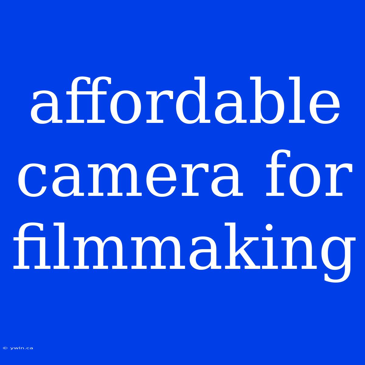 Affordable Camera For Filmmaking