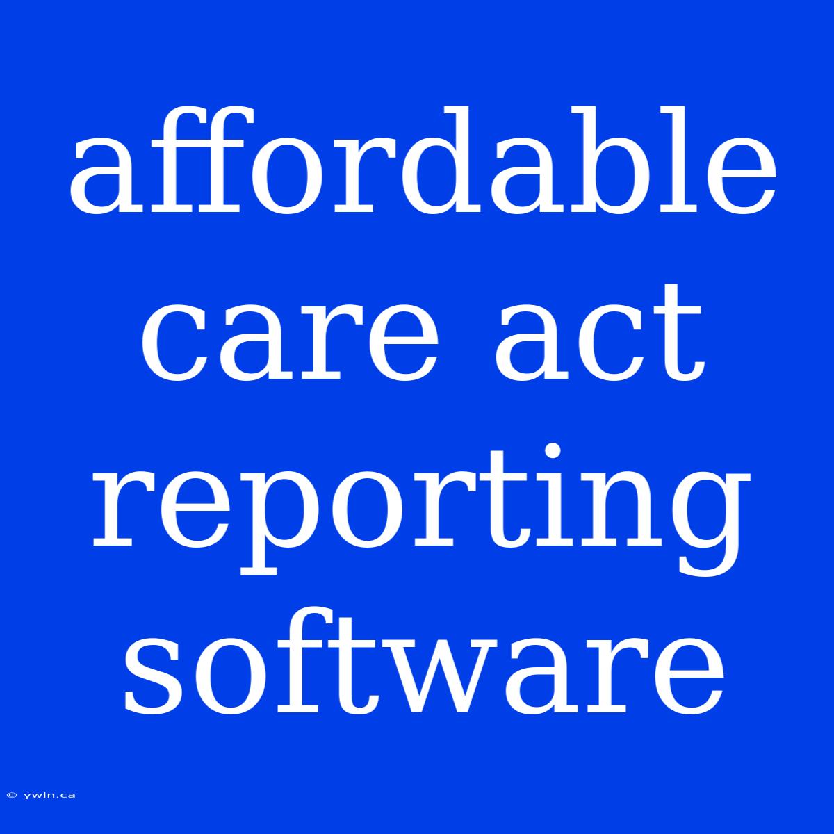 Affordable Care Act Reporting Software